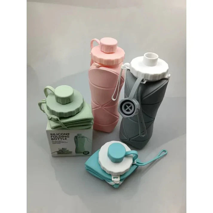 Foldable Silicone Water Bottle (600ML) – Leakproof, Lightweight & Travel-Friendly