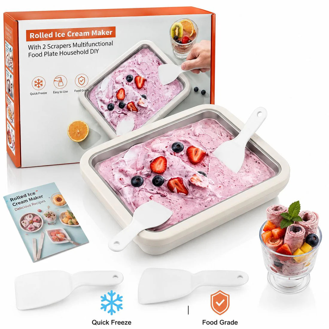 Rolled Ice Cream Maker Stainless Steel Pan